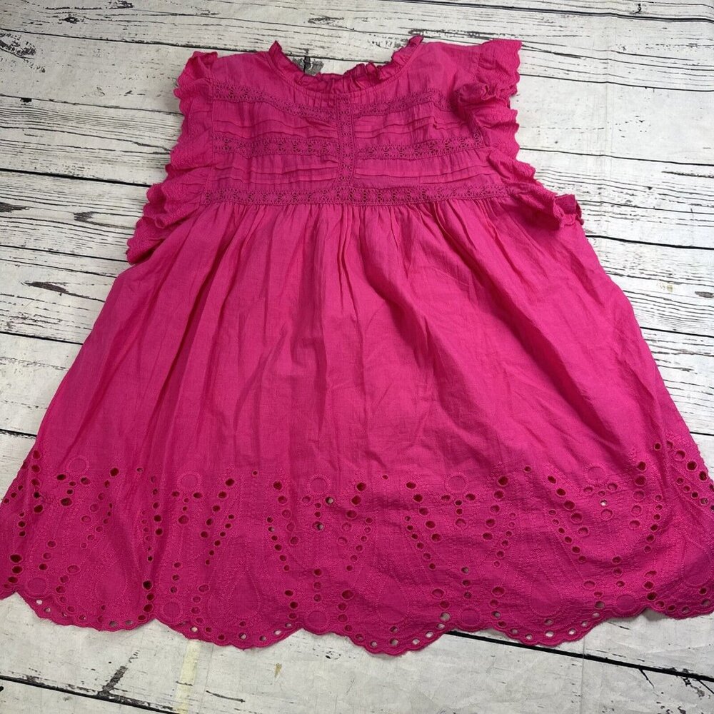 Jennifer & Grace Women 1x Pink Flutter Sleeve Blouse Embroidered High Ne…